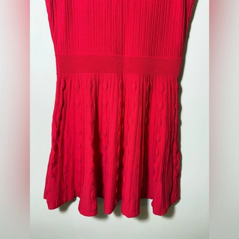 Ted Baker Kamylia Scalloped Knit Skater Dress Bright Red Sz 4